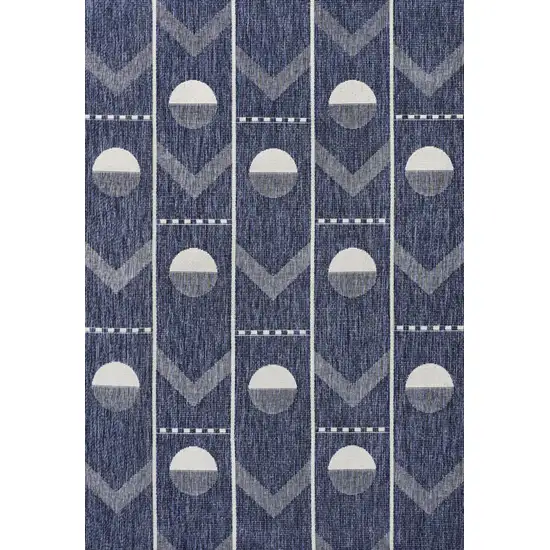 Navy Blue And Cream Geometric Indoor Outdoor Area Rug Photo 3