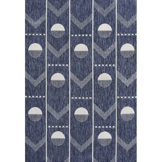 Navy Blue And Cream Geometric Indoor Outdoor Area Rug Photo 1