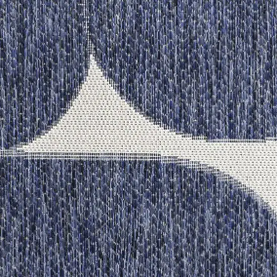 Navy Blue And Cream Geometric Indoor Outdoor Area Rug Photo 2