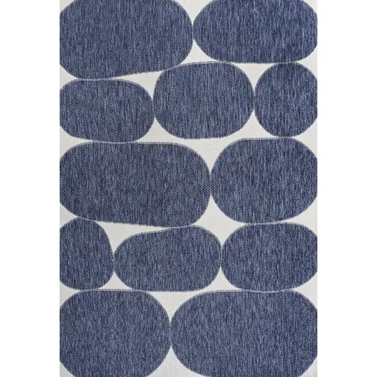 Navy Blue And Cream Geometric Indoor Outdoor Area Rug Photo 1