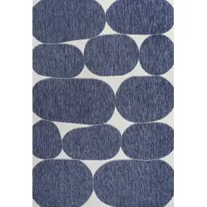 Photo of Navy Blue And Cream Geometric Indoor Outdoor Area Rug