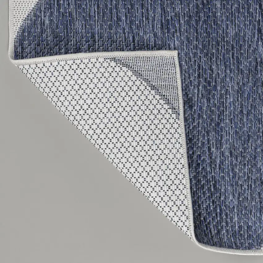 Navy Blue And Cream Geometric Indoor Outdoor Area Rug Photo 9