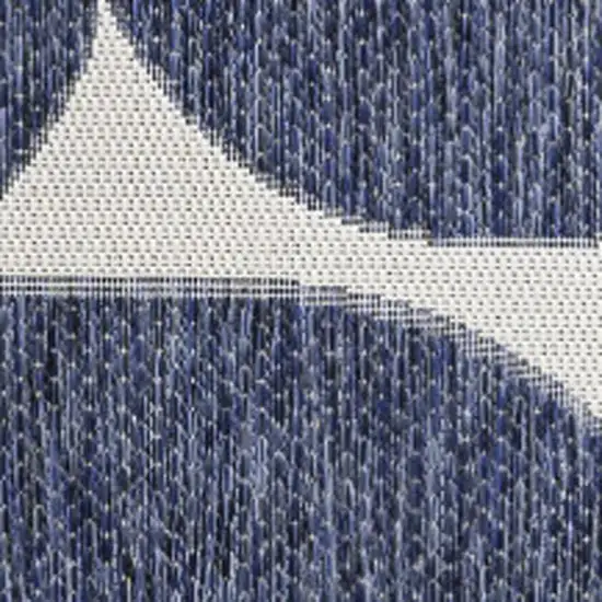 Navy Blue And Cream Geometric Indoor Outdoor Area Rug Photo 2