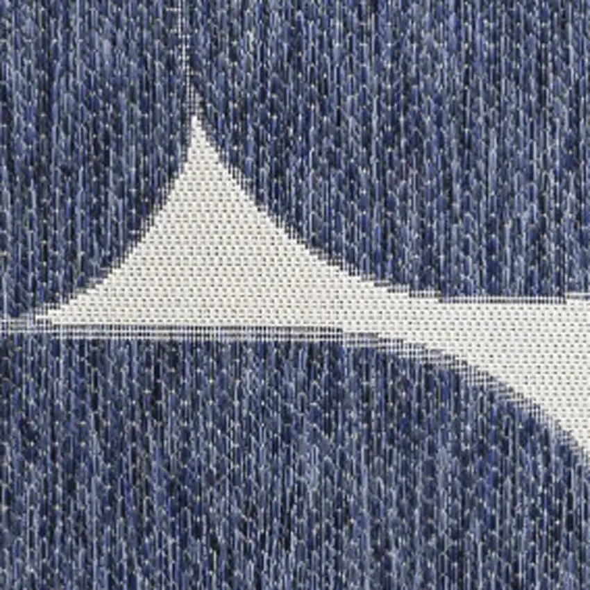Navy Blue And Cream Geometric Indoor Outdoor Area Rug Photo 3