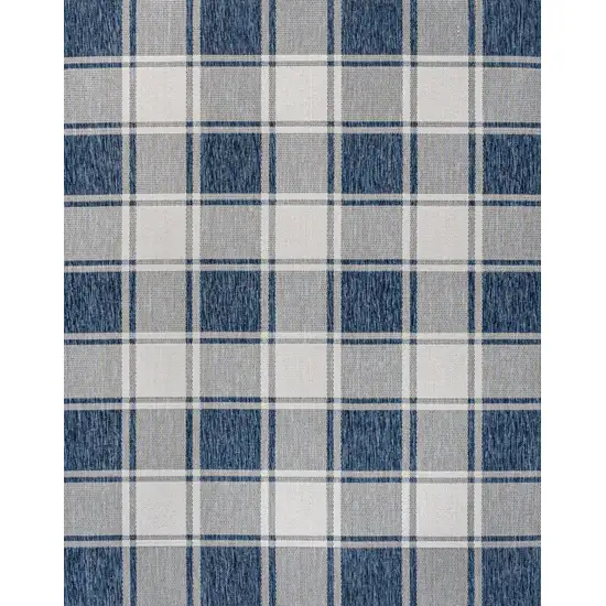 Navy Blue And Cream Gingham Indoor Outdoor Area Rug Photo 2