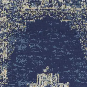 Photo of Navy Blue And Cream Medallion Distressed Area Rug