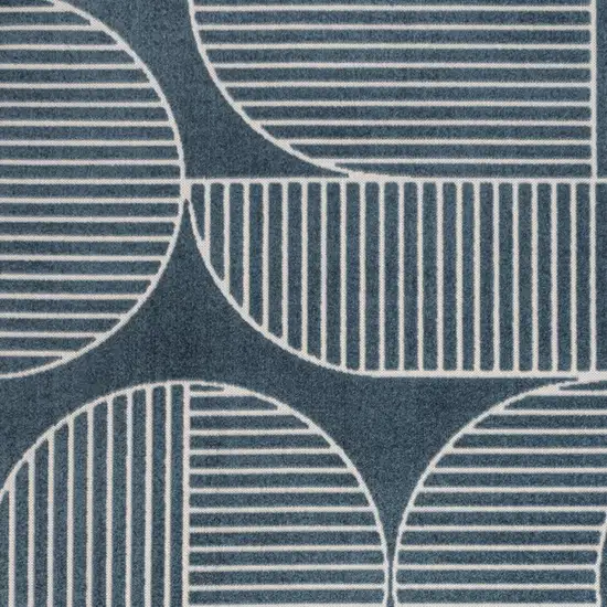 Navy Blue And Cream Striped Indoor Outdoor Area Rug Photo 2