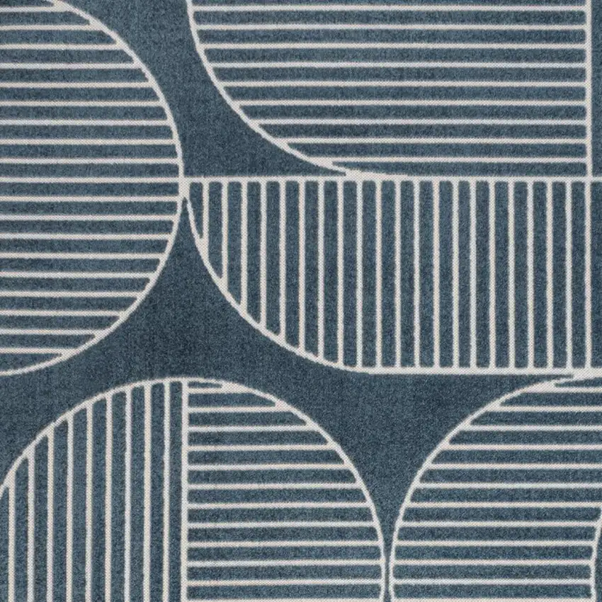 Navy Blue And Cream Striped Indoor Outdoor Area Rug Photo 2