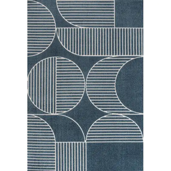 Navy Blue And Cream Striped Indoor Outdoor Area Rug Photo 1
