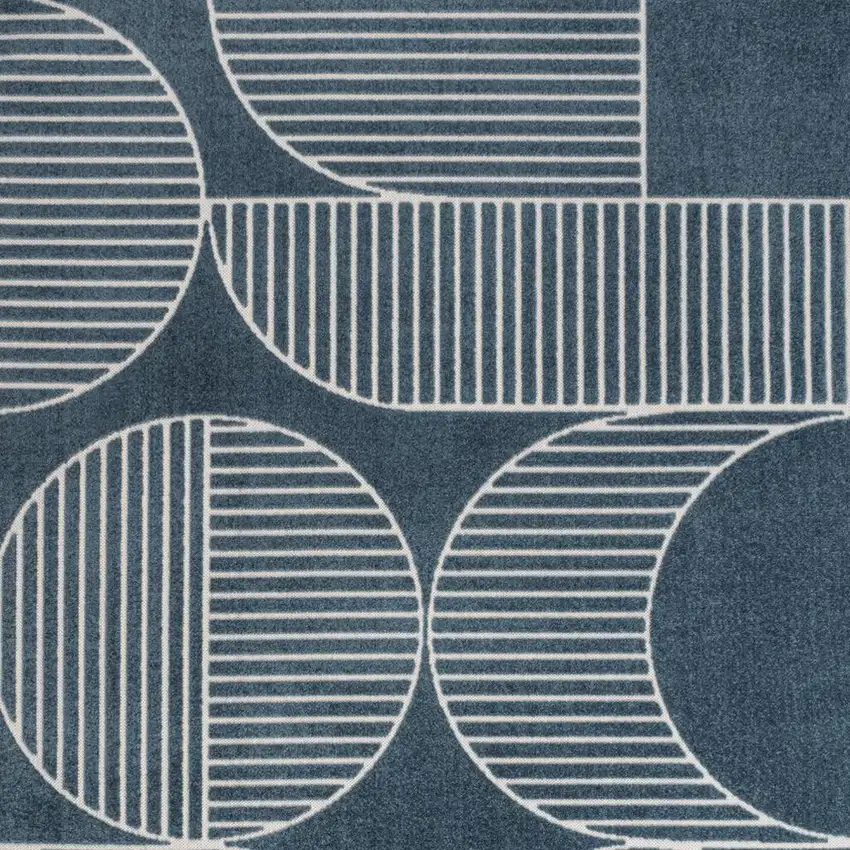 Navy Blue And Cream Striped Indoor Outdoor Area Rug Photo 3