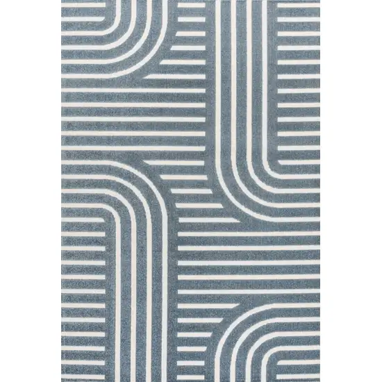 Navy Blue And Cream Striped Indoor Outdoor Area Rug Photo 1