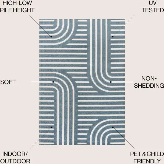 Navy Blue And Cream Striped Indoor Outdoor Area Rug Photo 9