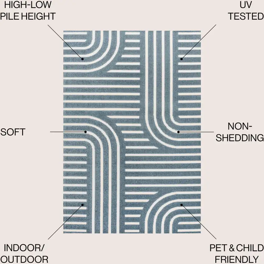 Navy Blue And Cream Striped Indoor Outdoor Area Rug Photo 9