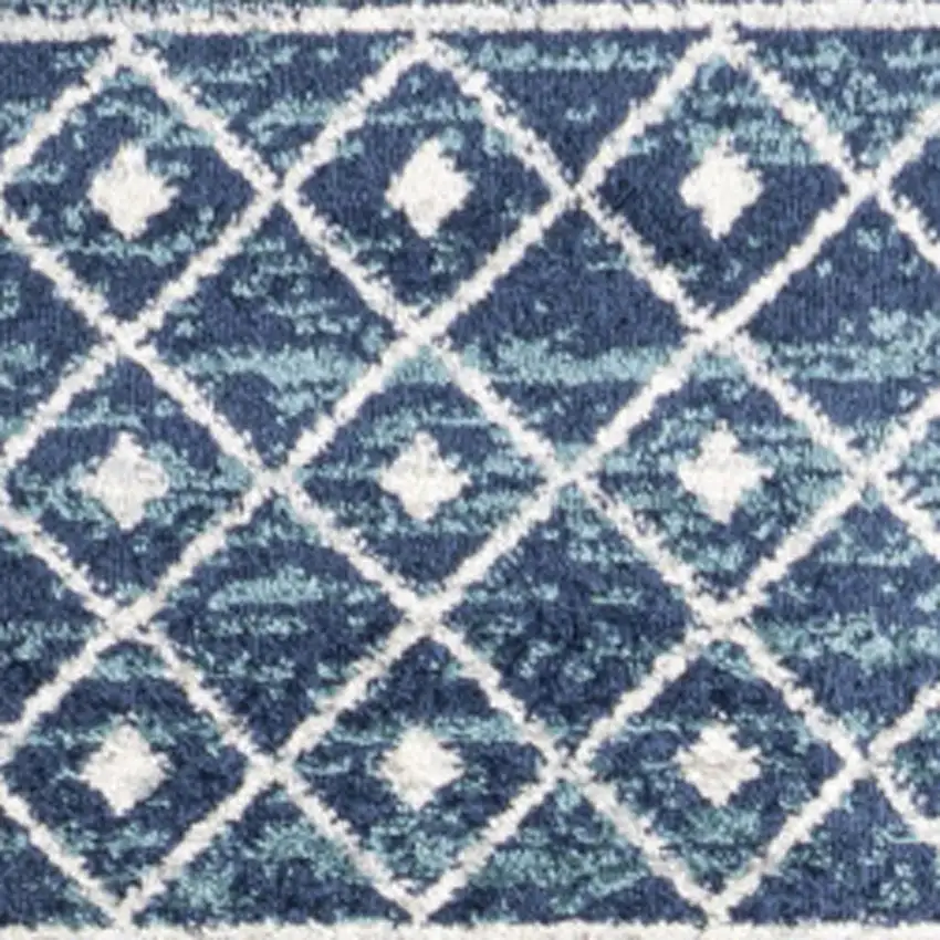 Navy Blue And Cream Trellis Area Rug Photo 3