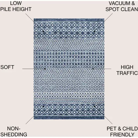 Navy Blue And Cream Trellis Area Rug Photo 9