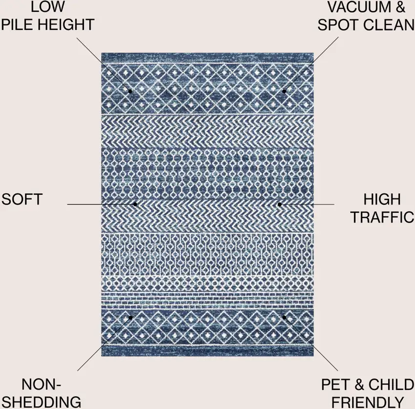 Navy Blue And Cream Trellis Area Rug Photo 9