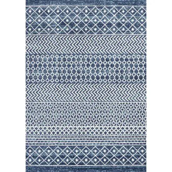 Navy Blue And Cream Trellis Area Rug Photo 1