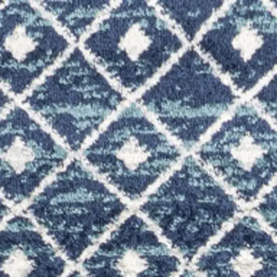 Navy Blue And Cream Trellis Area Rug Photo 2