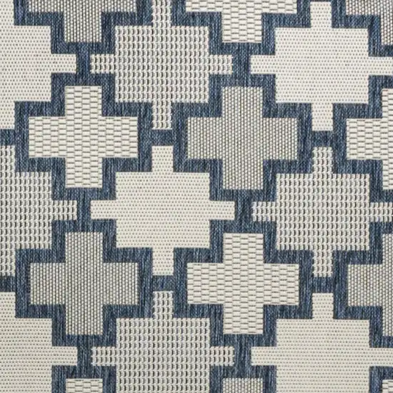 Navy Blue And Cream Trellis Indoor Outdoor Area Rug Photo 3