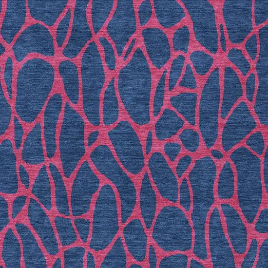 Navy Blue And Dark Pink Geometric Washable Indoor Outdoor Area Rug Photo 6