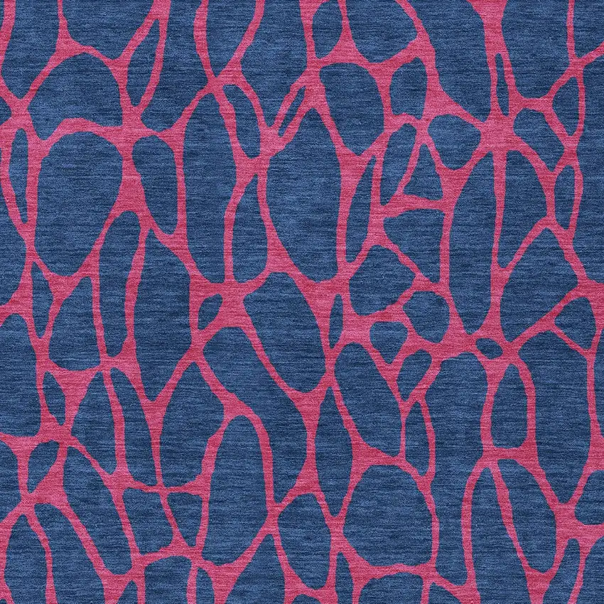 Navy Blue And Dark Pink Geometric Washable Indoor Outdoor Area Rug Photo 6