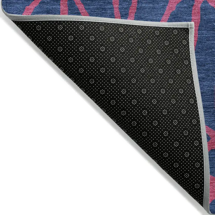 Navy Blue And Dark Pink Geometric Washable Indoor Outdoor Area Rug Photo 4