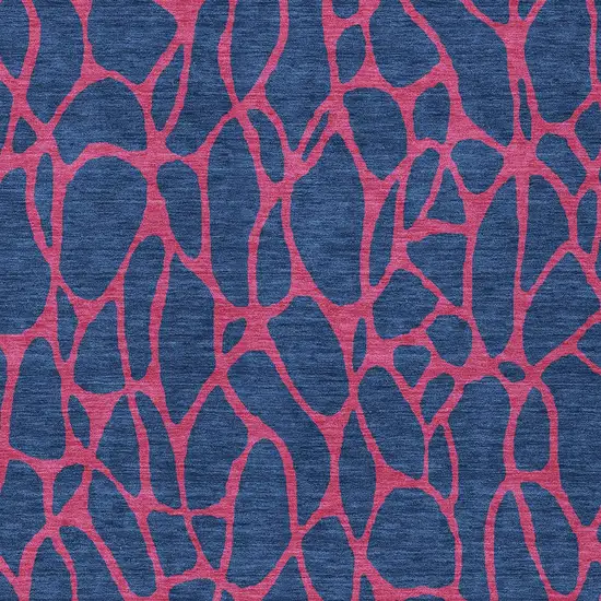 Navy Blue And Dark Pink Geometric Washable Indoor Outdoor Area Rug Photo 6