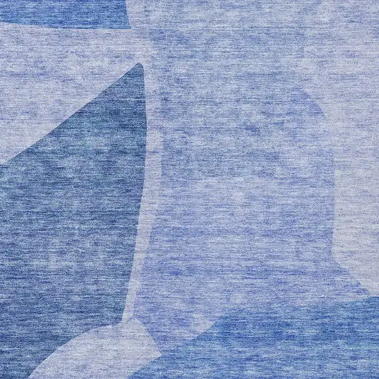 Navy Blue And Denim Blue Abstract Washable Indoor Outdoor Area Rug Photo 6