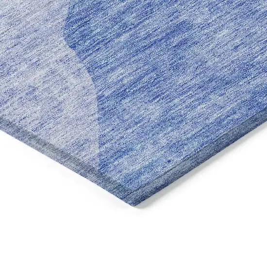 Navy Blue And Denim Blue Abstract Washable Indoor Outdoor Area Rug Photo 5