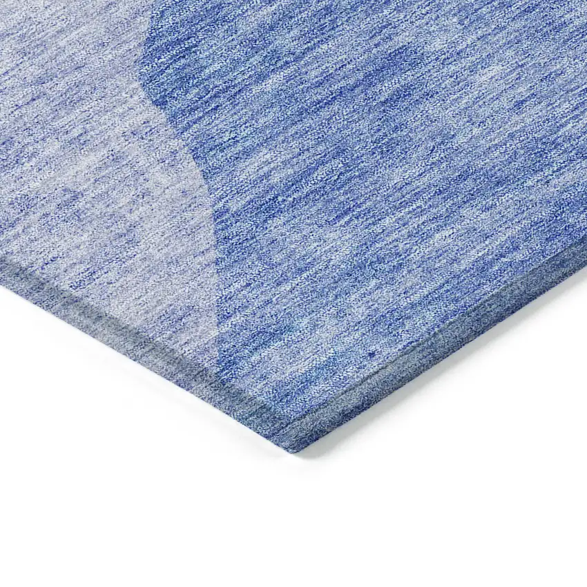 Navy Blue And Denim Blue Abstract Washable Indoor Outdoor Area Rug Photo 5