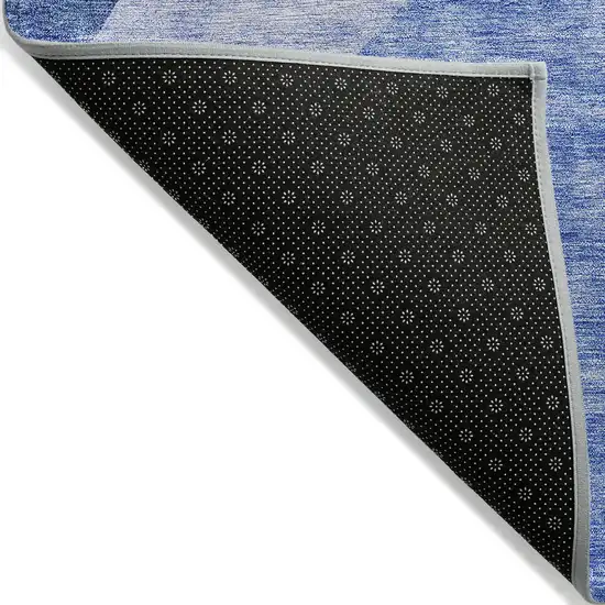 Navy Blue And Denim Blue Abstract Washable Indoor Outdoor Area Rug Photo 4