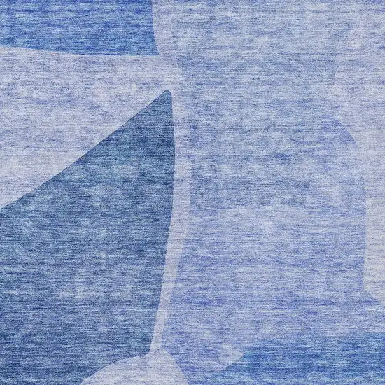 Navy Blue And Denim Blue Abstract Washable Indoor Outdoor Area Rug Photo 6