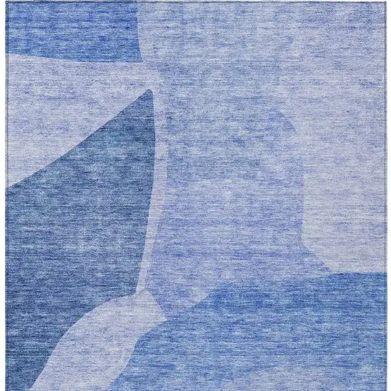 Navy Blue And Denim Blue Abstract Washable Indoor Outdoor Area Rug Photo 7