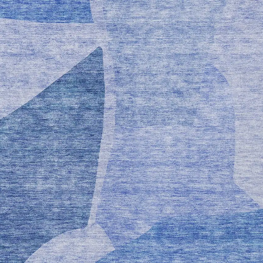 Navy Blue And Denim Blue Abstract Washable Indoor Outdoor Area Rug Photo 5