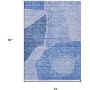 Photo of Navy Blue And Denim Blue Abstract Washable Indoor Outdoor Area Rug