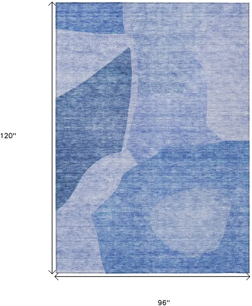 Navy Blue And Denim Blue Abstract Washable Indoor Outdoor Area Rug Photo 3
