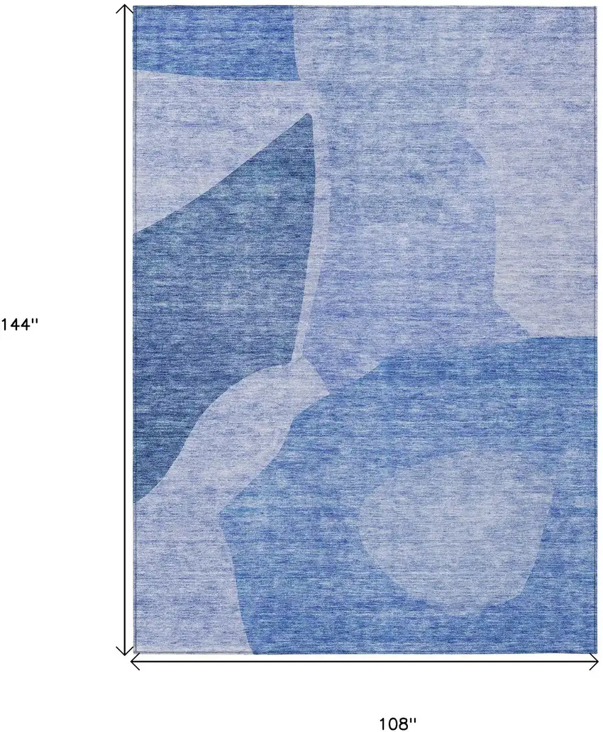 Navy Blue And Denim Blue Abstract Washable Indoor Outdoor Area Rug Photo 3