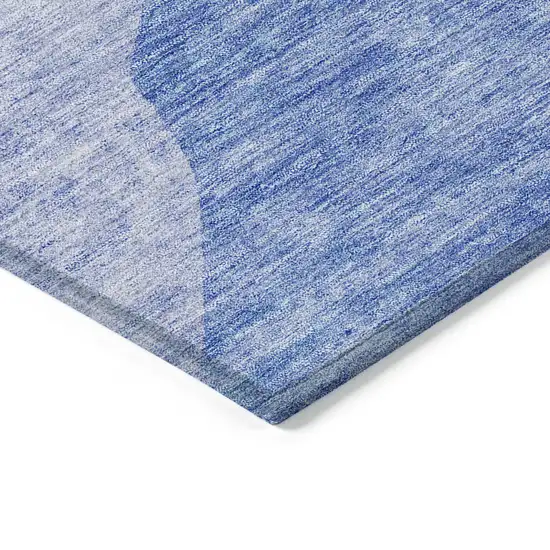 Navy Blue And Denim Blue Abstract Washable Indoor Outdoor Area Rug Photo 4