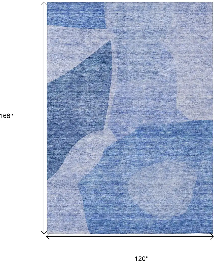 Navy Blue And Denim Blue Abstract Washable Indoor Outdoor Area Rug Photo 3