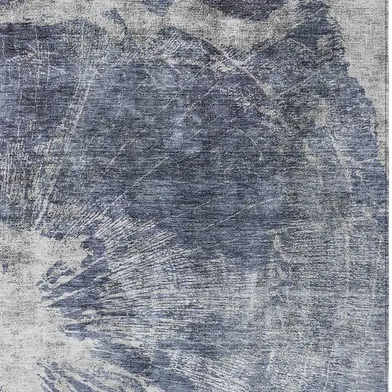 Navy Blue And Denim Blue Abstract Washable Indoor Outdoor Area Rug Photo 4