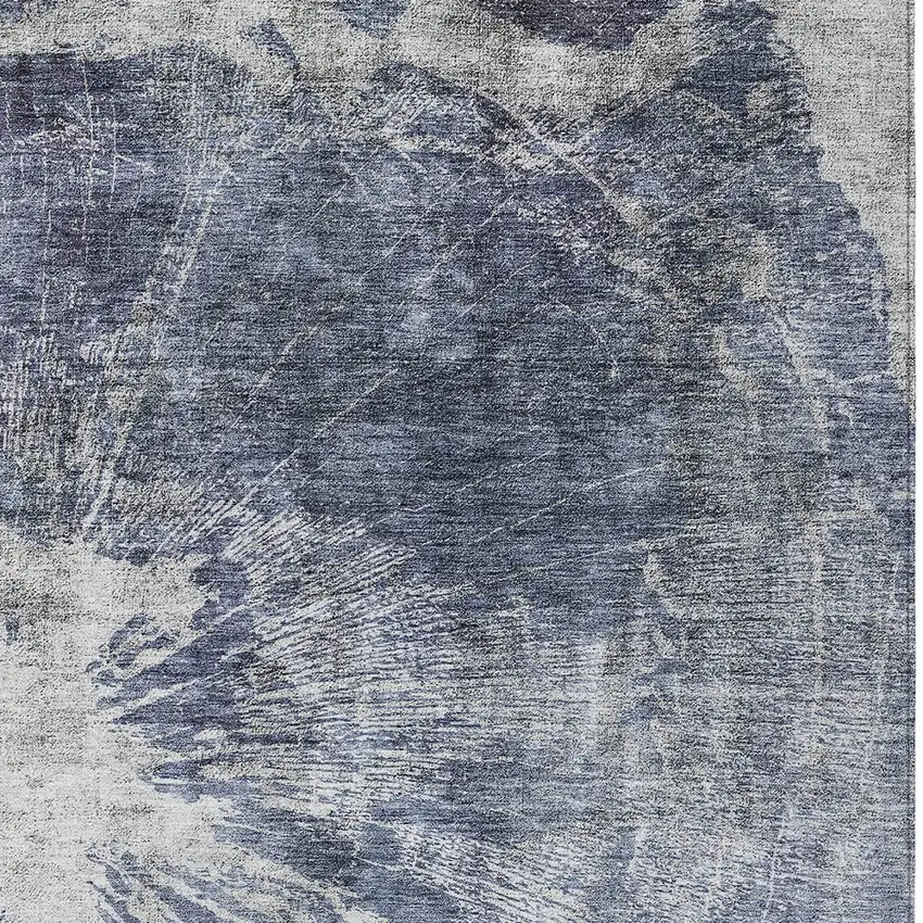 Navy Blue And Denim Blue Abstract Washable Indoor Outdoor Area Rug Photo 4