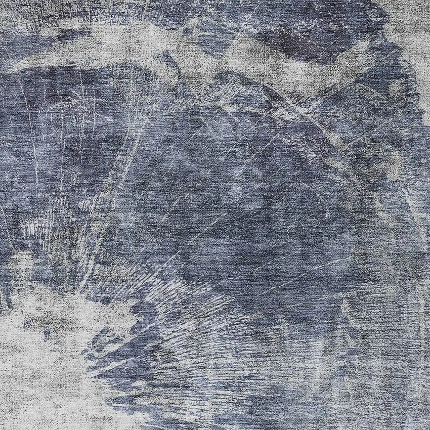 Navy Blue And Denim Blue Abstract Washable Indoor Outdoor Area Rug Photo 4
