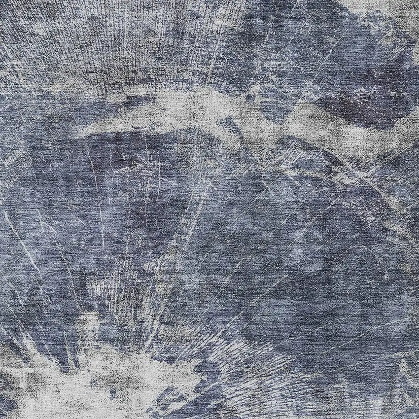 Navy Blue And Denim Blue Abstract Washable Indoor Outdoor Area Rug Photo 4