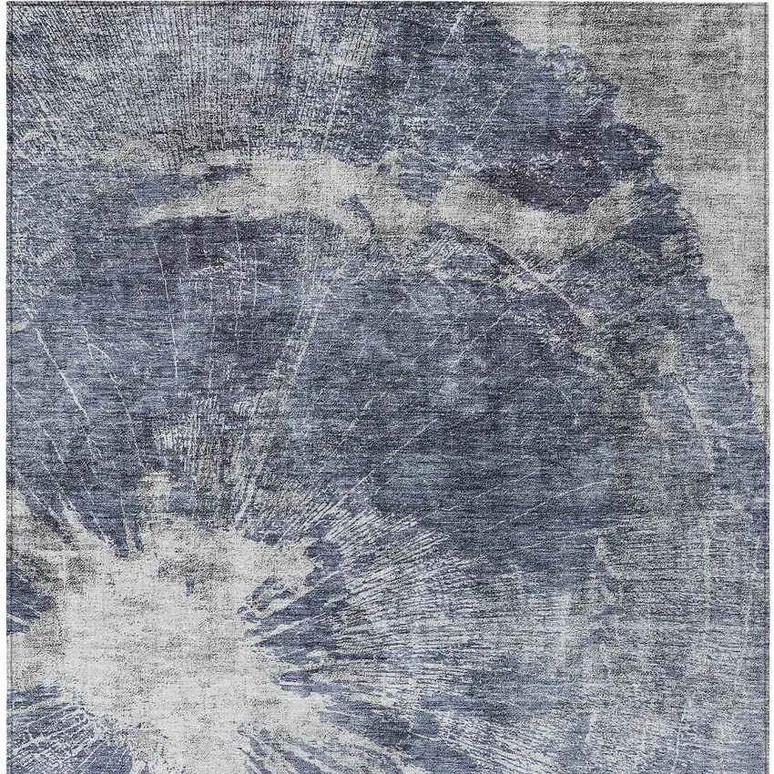 Navy Blue And Denim Blue Abstract Washable Indoor Outdoor Area Rug Photo 5