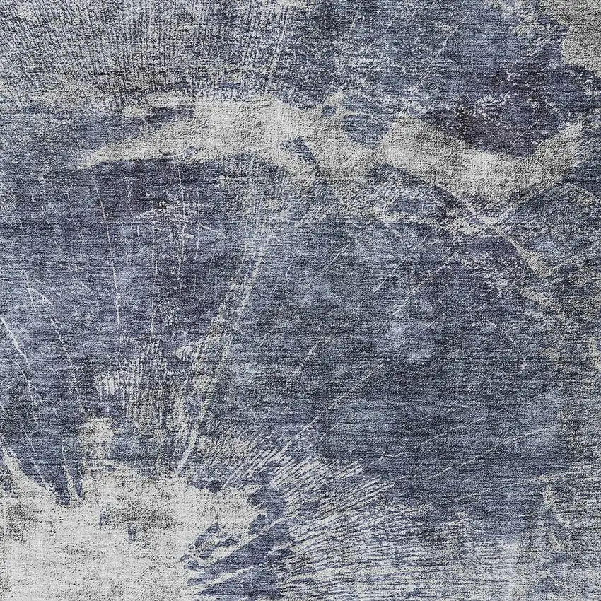 Navy Blue And Denim Blue Abstract Washable Indoor Outdoor Area Rug Photo 4