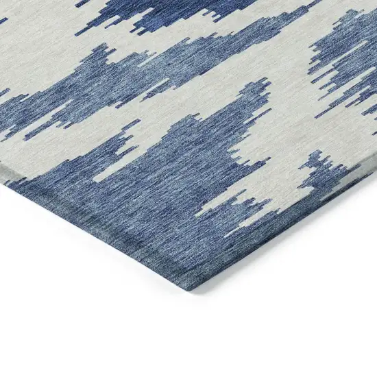 Navy Blue And Denim Blue Abstract Washable Indoor Outdoor Area Rug Photo 2