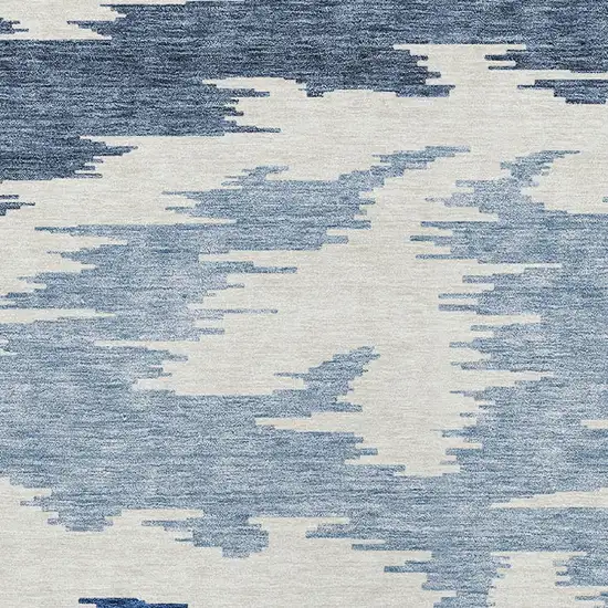 Navy Blue And Denim Blue Abstract Washable Indoor Outdoor Area Rug Photo 4