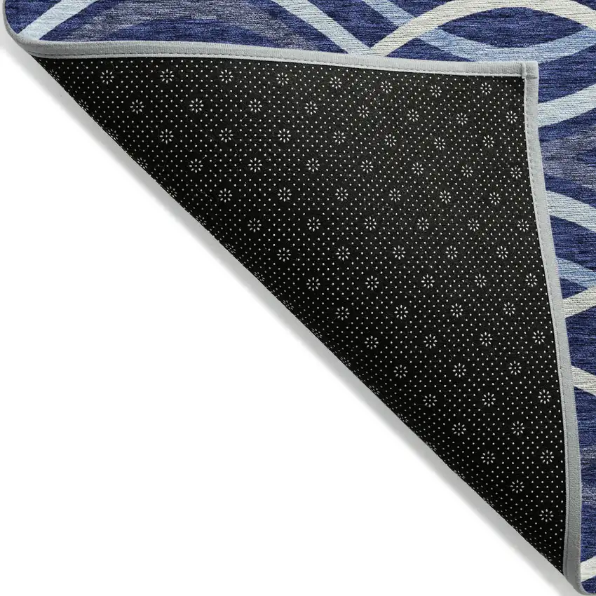 Navy Blue And Denim Blue Abstract Washable Indoor Outdoor Area Rug Photo 2