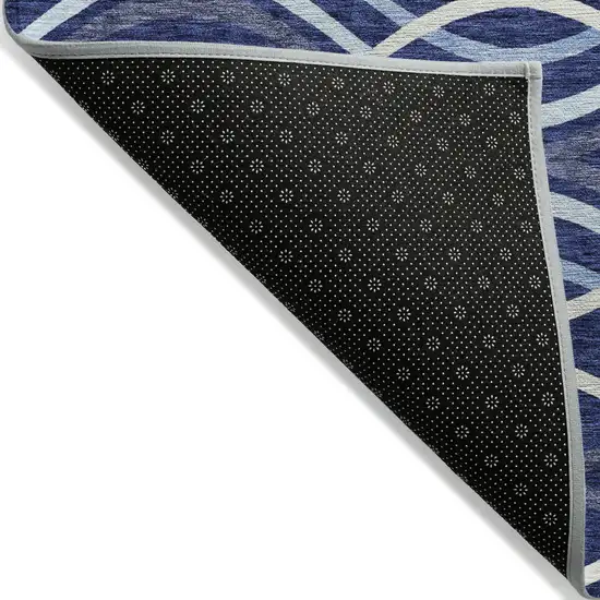 Navy Blue And Denim Blue Abstract Washable Indoor Outdoor Area Rug Photo 2