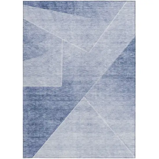 Navy Blue And Denim Blue Abstract Washable Indoor Outdoor Area Rug Photo 7